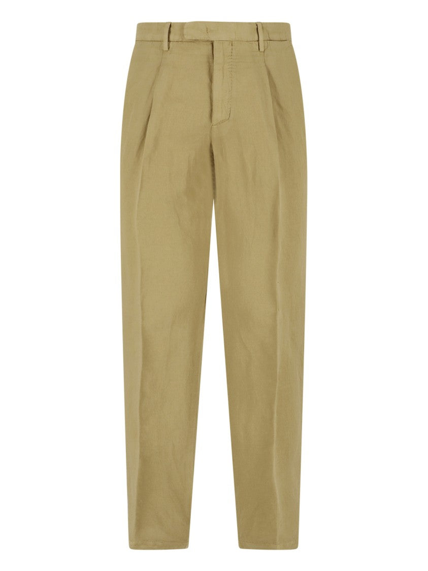 Boglioli Beige Double-Breasted Cotton Linen Suit