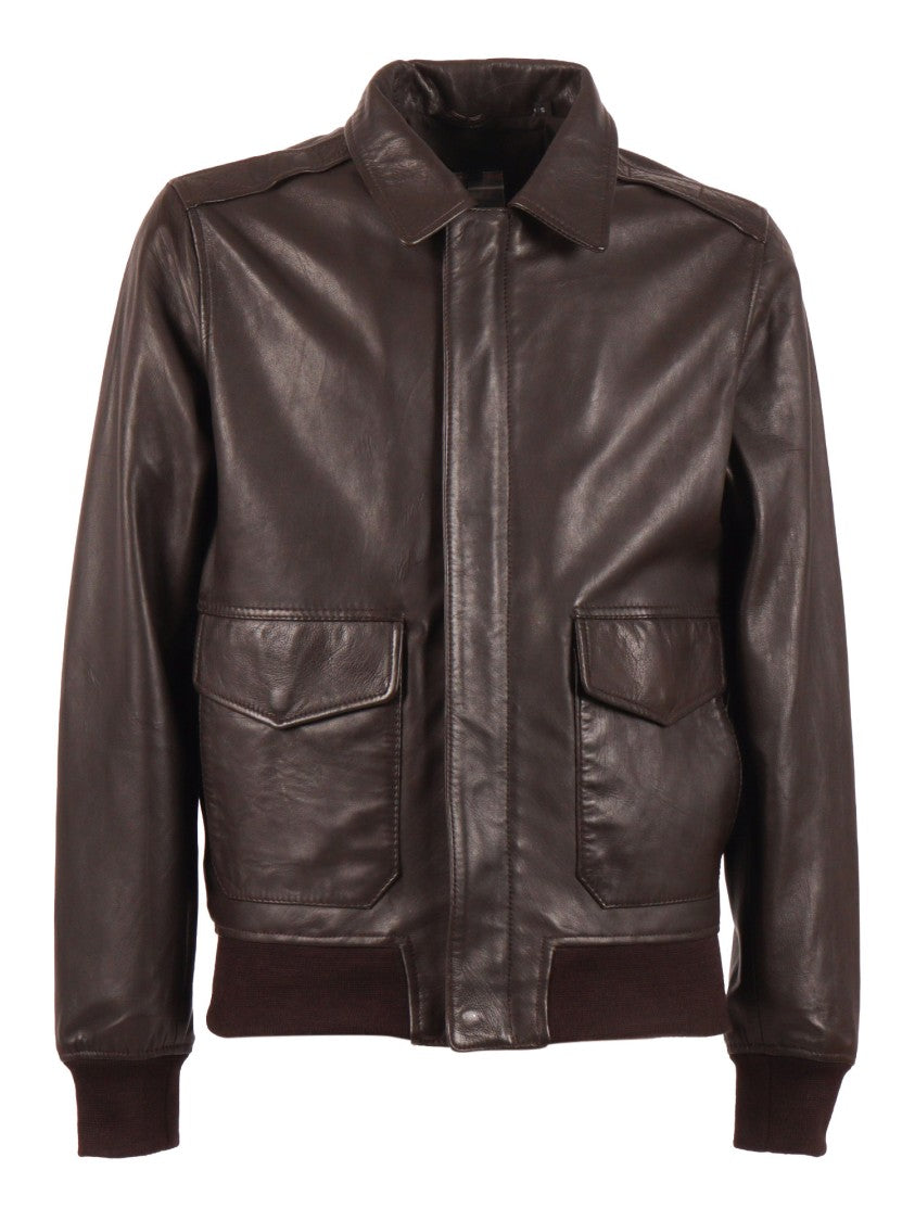 Schott Nyc Classic Brown Leather Bomber Jacket