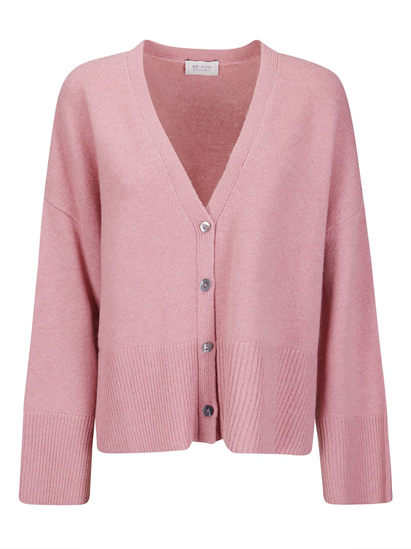 Be You Short Cashmere Cardigan With Front Buttons And V-Neckline