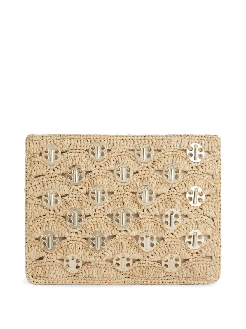 Rabanne Beige Leather Clutch With Cotton Lining