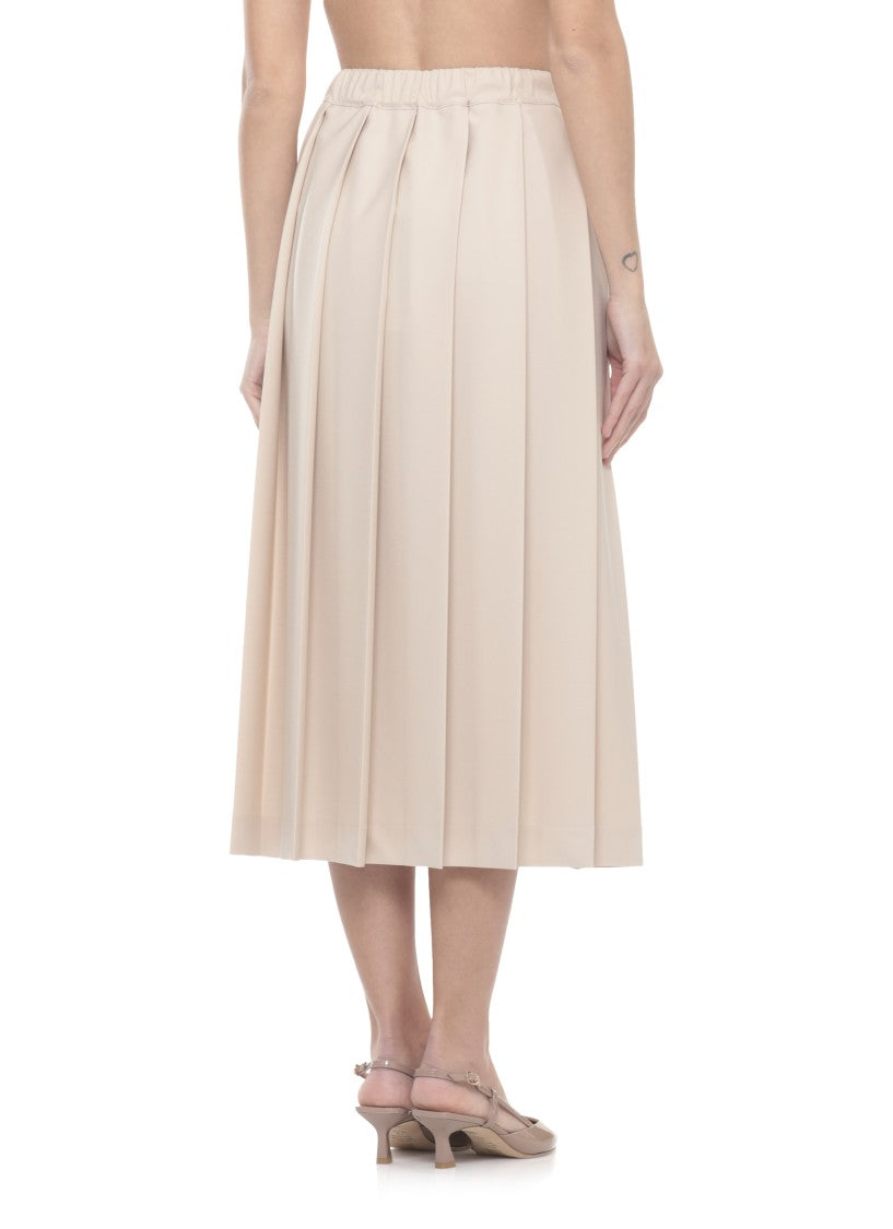 Fabiana Filippi Midi Pleated Skirt With Elastic Waistband And Drawstring