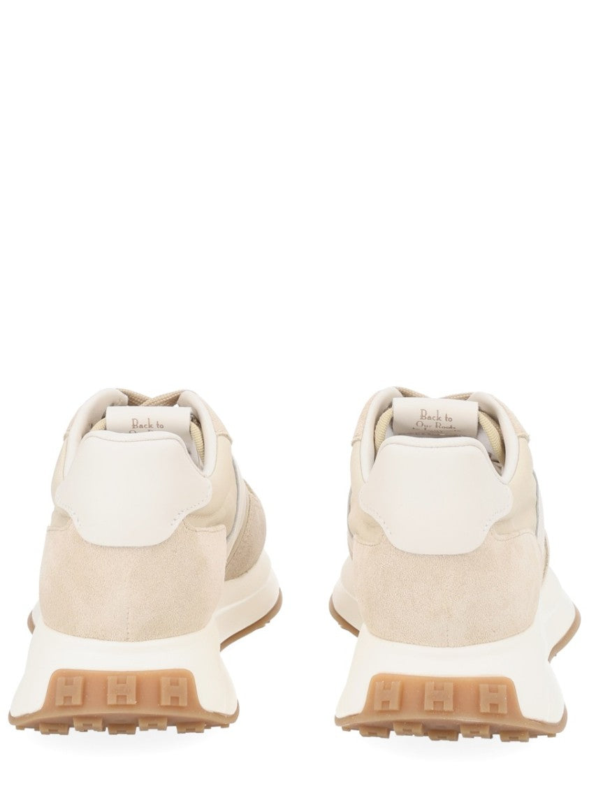 Hogan Beige H641 Thick Textured Sole Sneakers