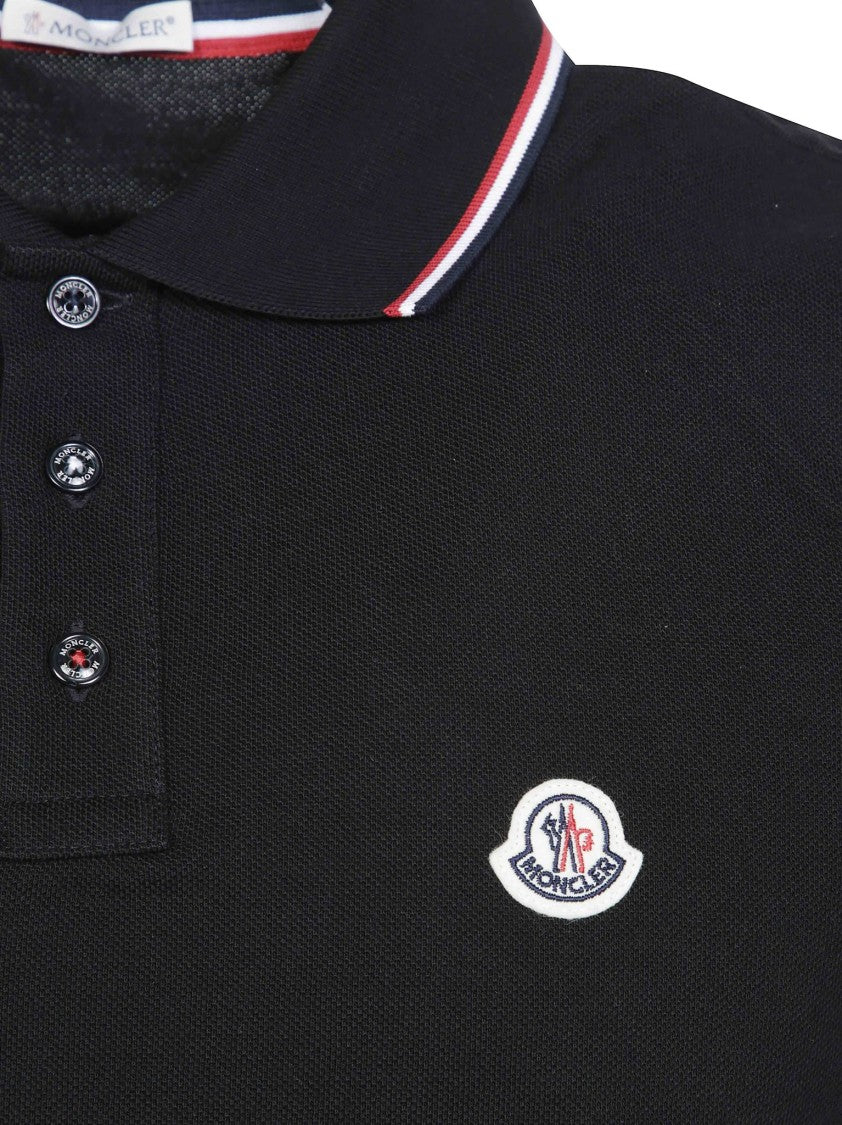 Moncler Tailored Ribbed Accents Short-Sleeve Polo Shirt