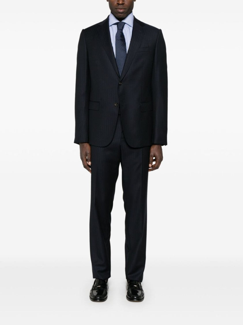 Barba Classic Vertical Stripe Barba Shirt In Clear Blue