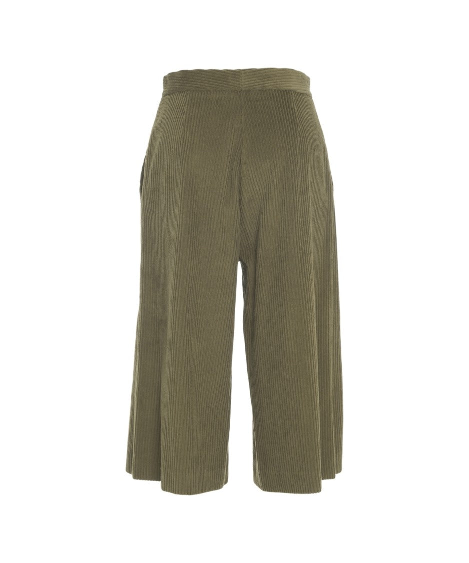 Ottod'ame High-Waisted Cropped Culottes With Pressed Pleats