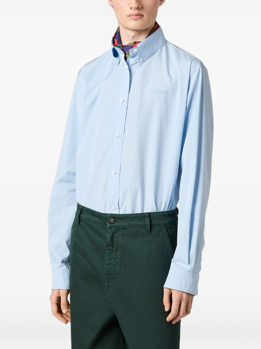 Miu Miu Light Blue Button-Up Classic Collar Shirt