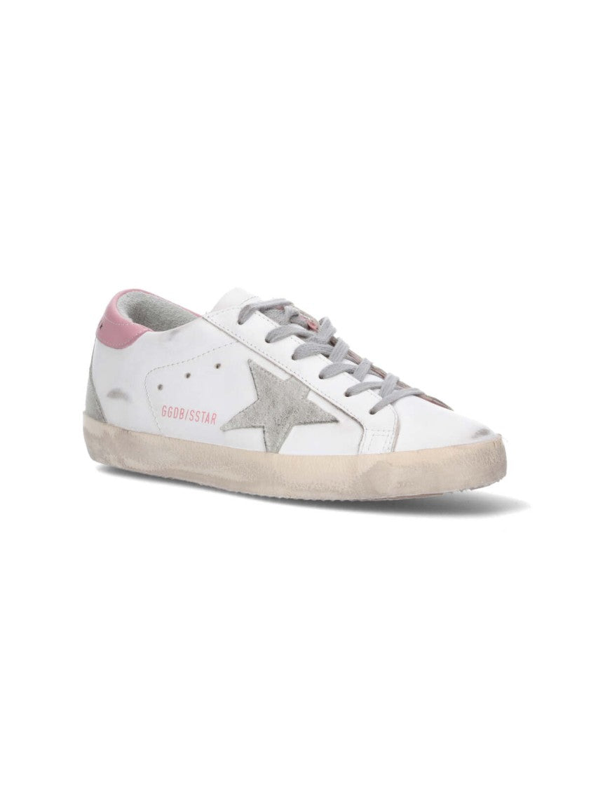 Golden Goose White Super-Star Worn Leather Low-Top Sneakers
