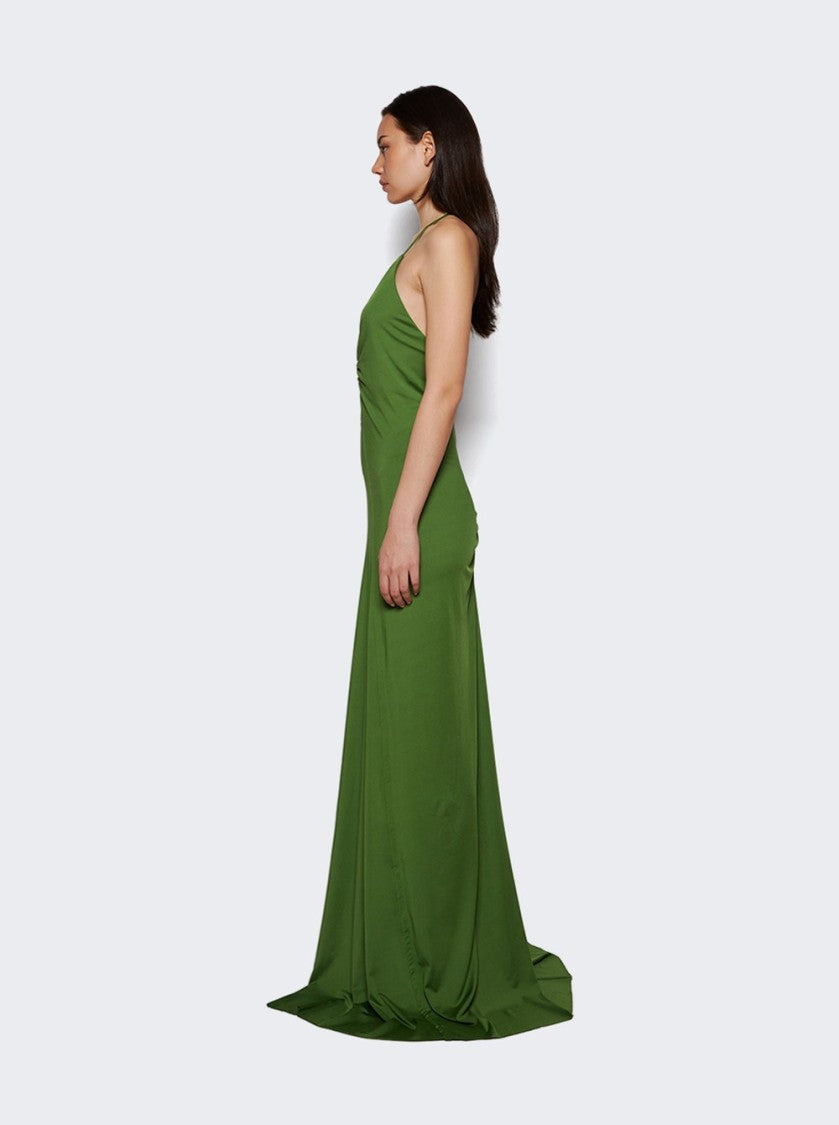 Victoria Beckham V Neck Ruched Cami Gown Algae