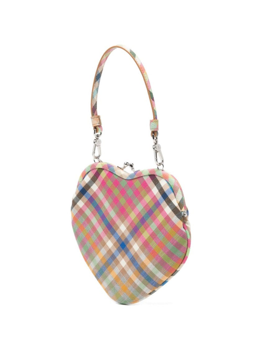 Vivienne Westwood Pink Multicolour Plaid Heart Shaped Bag