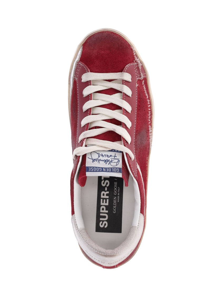 Golden Goose Low-Top Sneakers With Distressed Red Calf Leather