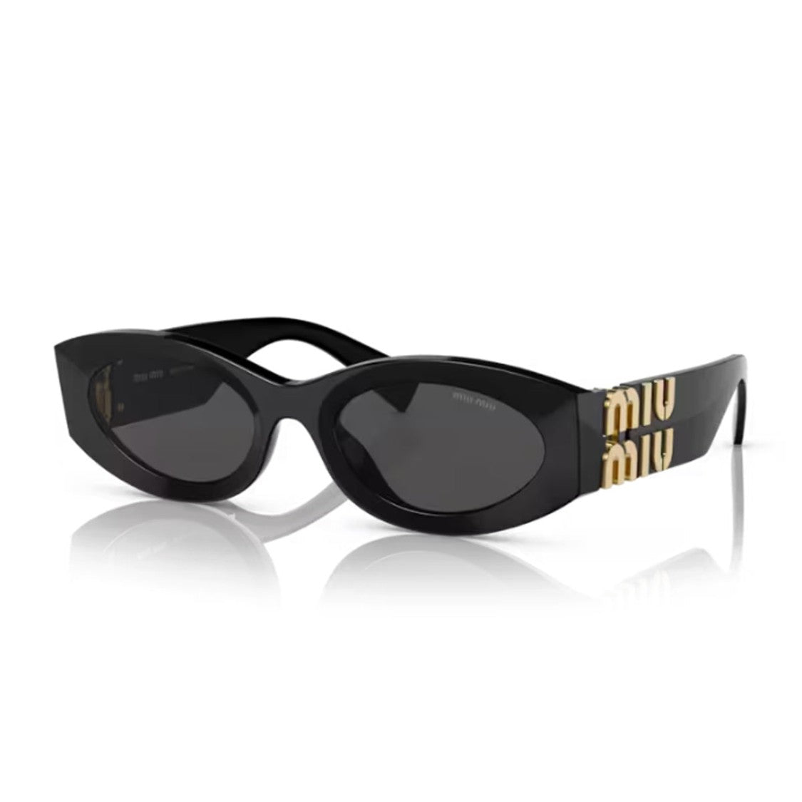 Miu Miu Elegant Oval Frame Sunglasses With Gold Accents