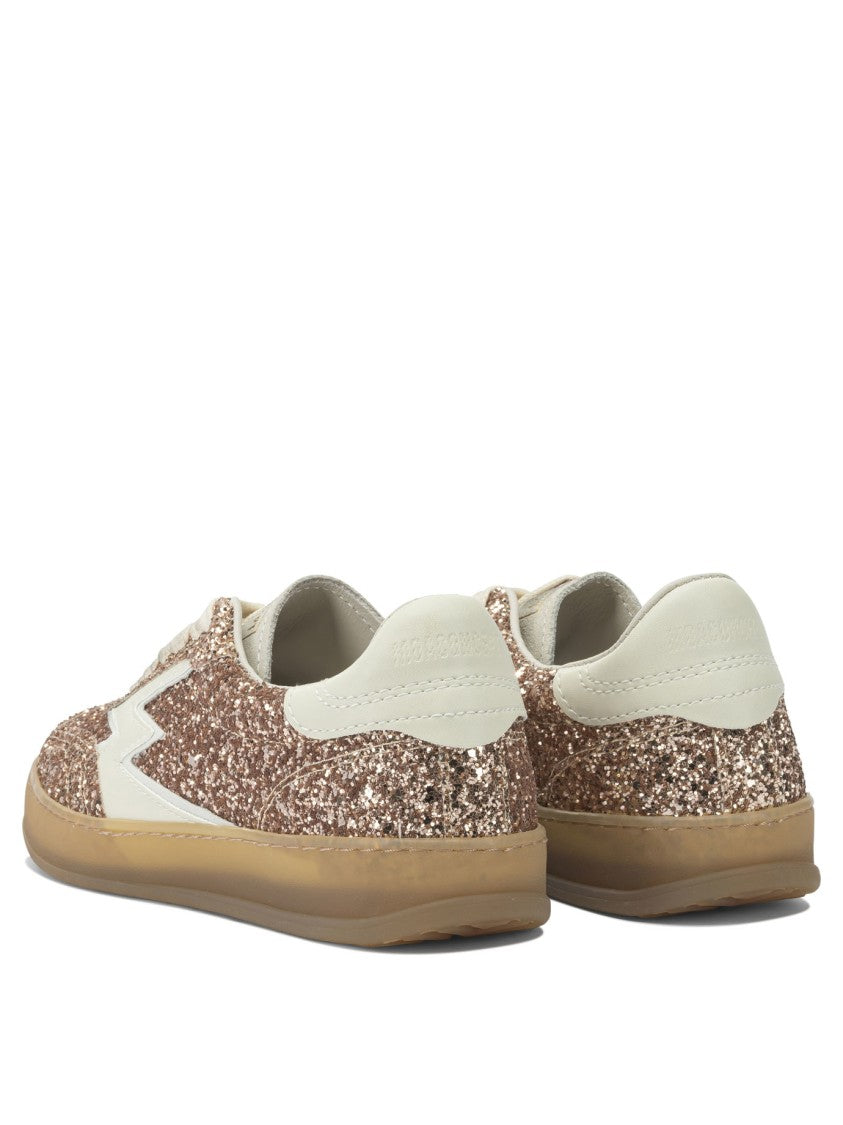 Moaconcept Glittery Bronze Slip-On Sneakers With Textured Finish