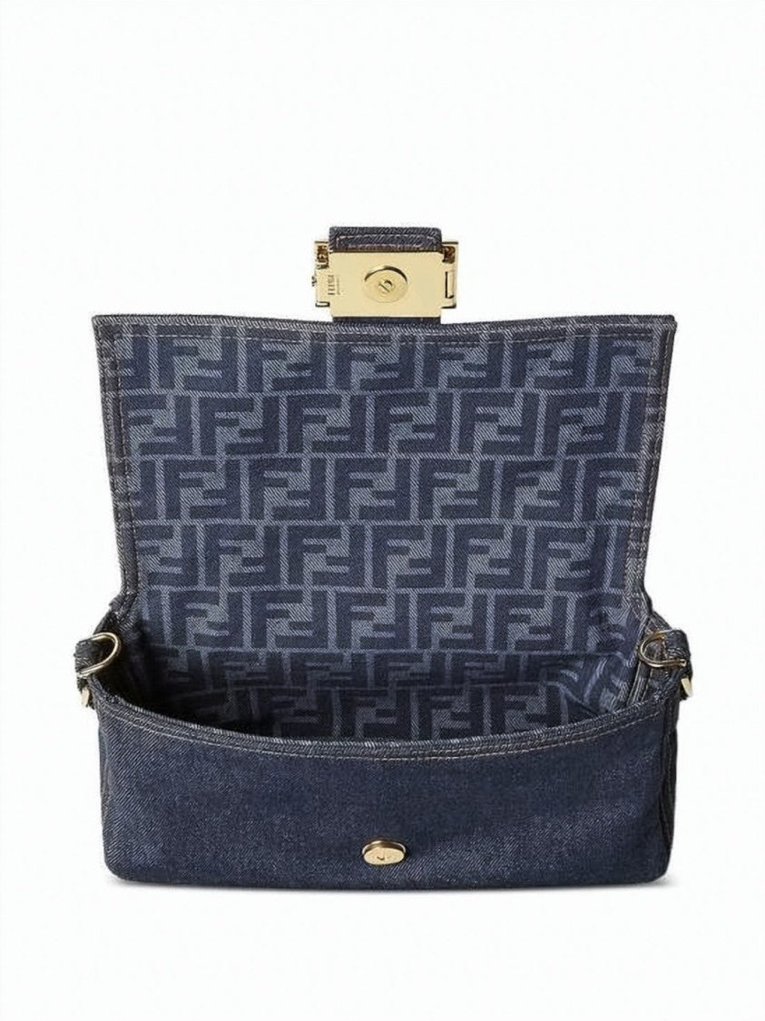 Fendi Calf Leather-Accented Fendi Shoulder Bag With Gold-Tone Closure