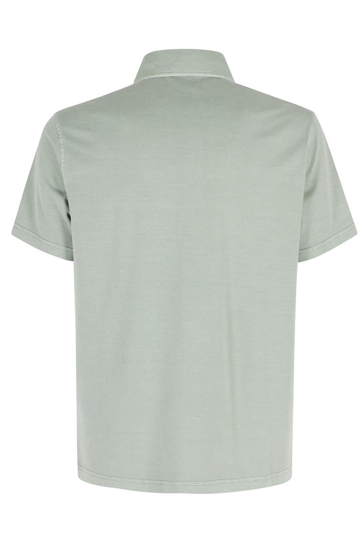 Fay Green Polo Jersey Frosted Embroidery Cotton Polo Shirt