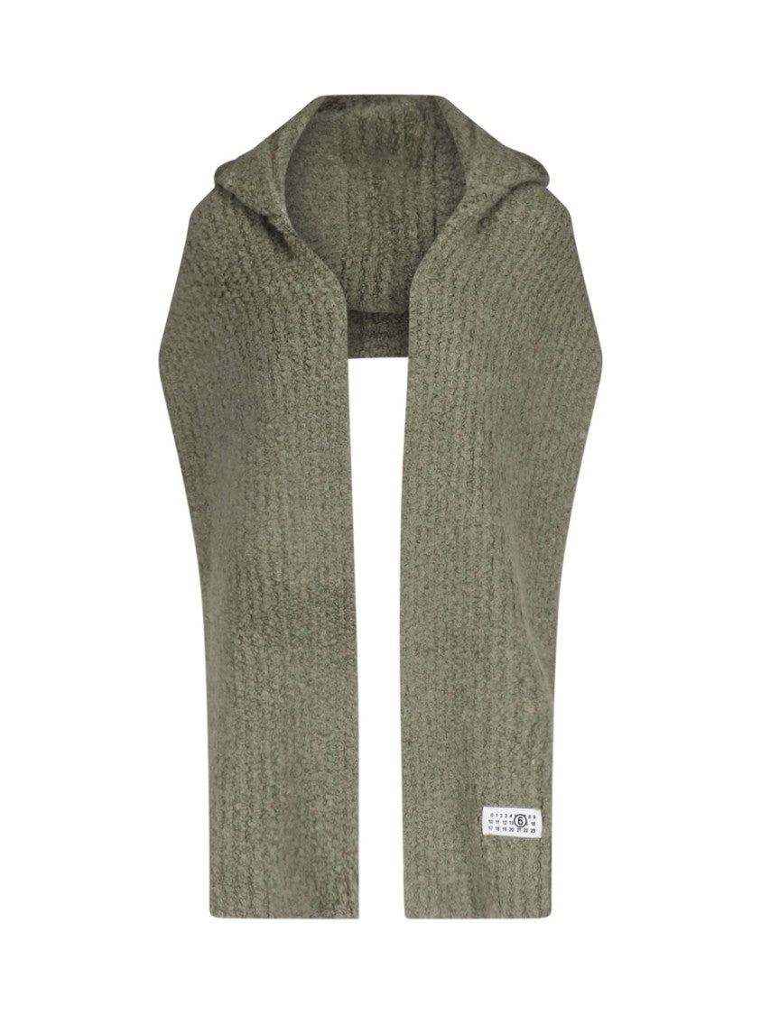 Mm6 By Maison Margiela Green Hooded Knit Scarf
