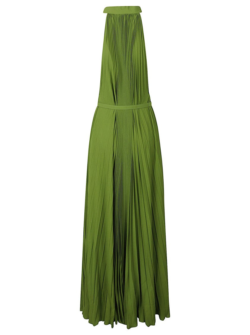 Tom Ford Pleated Midi Dress With Deep V-Neckline And Fitted Waist