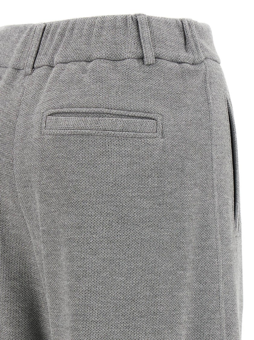 Brunello Cucinelli High-Waisted Grey Lamé Pants With Pleats