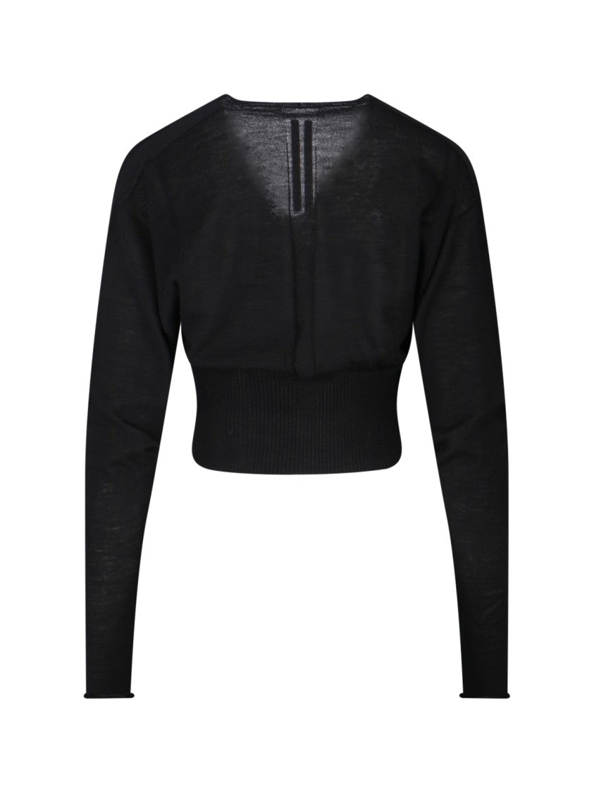 Rick Owens Black Wool Cropped Sweater