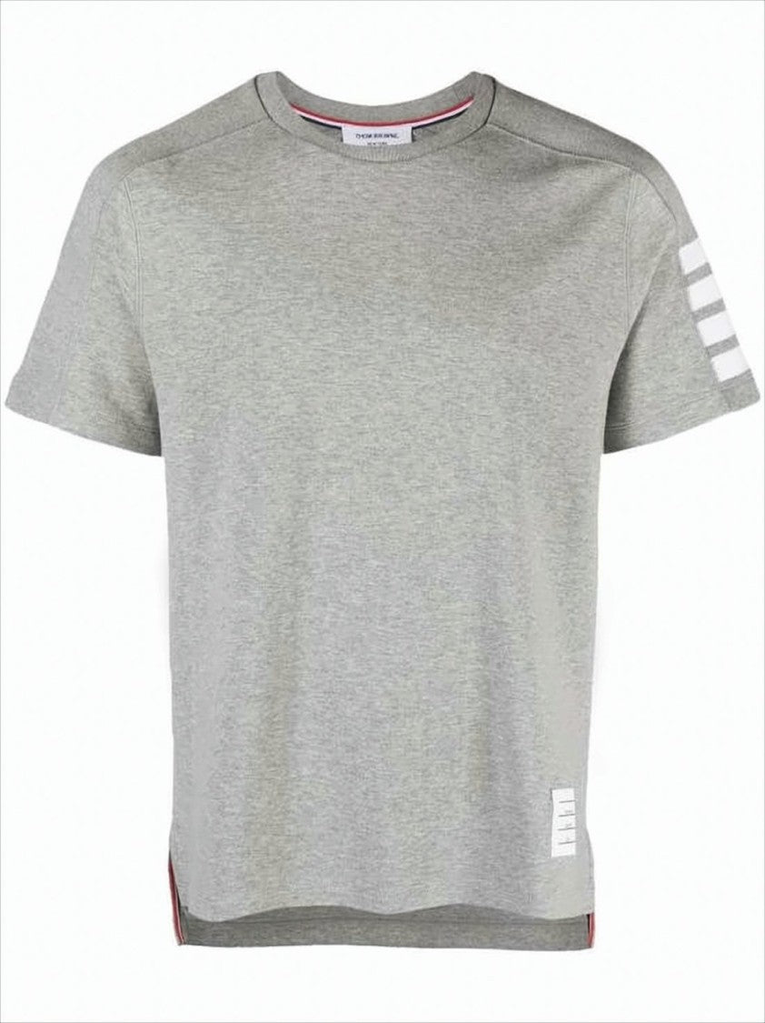 Thom Browne Heather Grey Short-Sleeve T-Shirt With Distinctive Stripe Detail