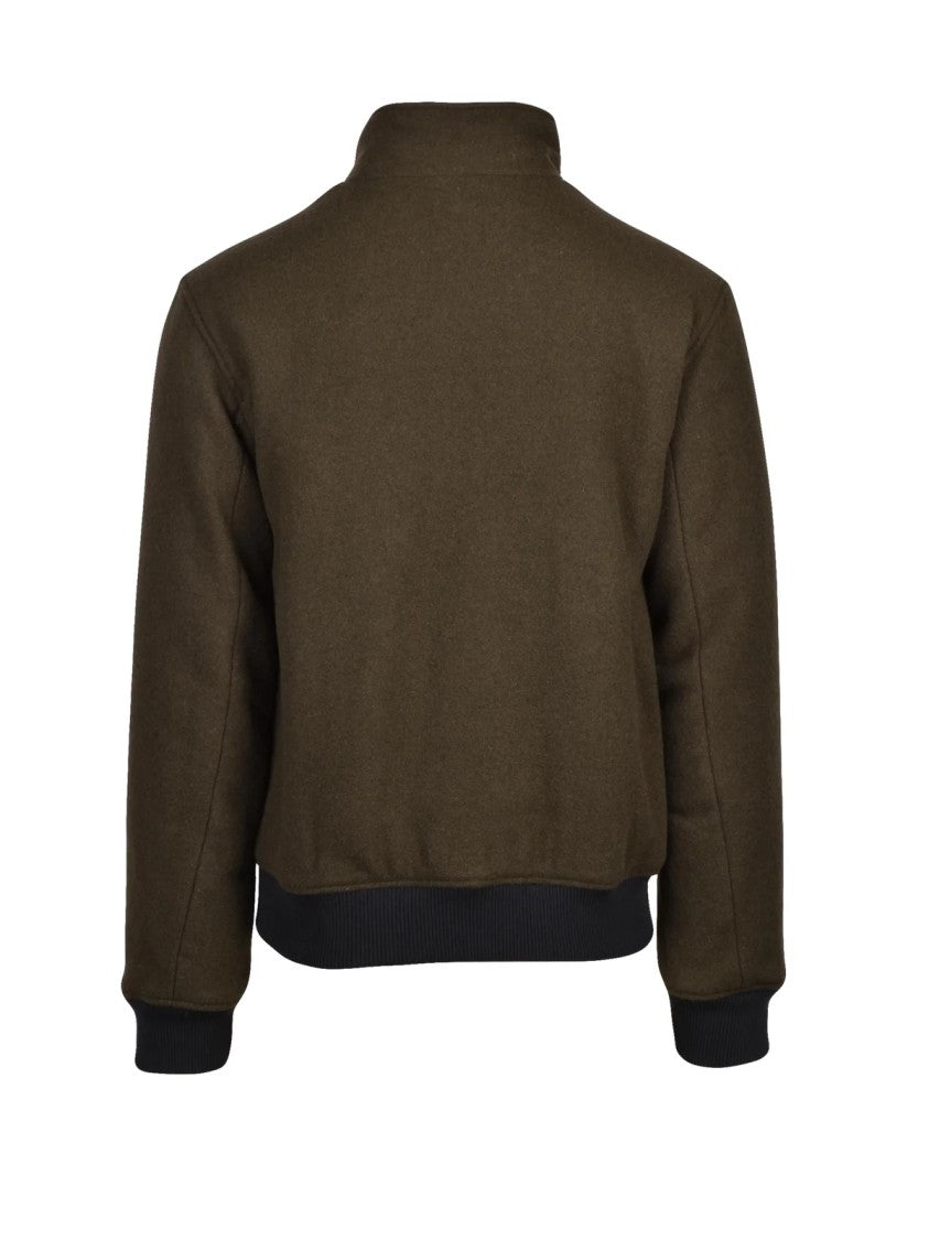 Refrigiwear Wool Blend Bomber Jacket With Zip Closure And Padded Interior