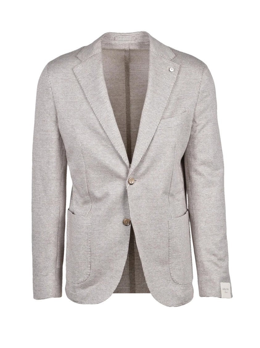 L.B.M. 1911 Beige White Linen Cotton Rounded Blazer Jacket