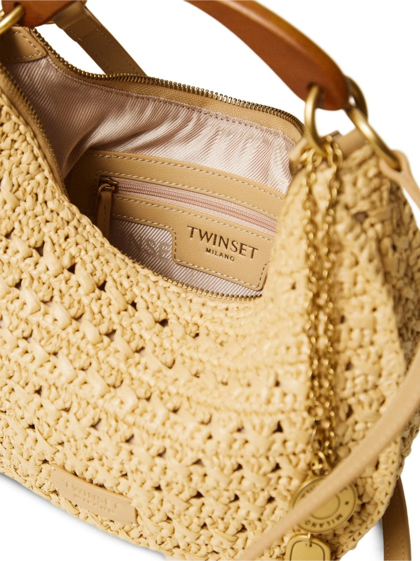 Twin-Set Medium Crescent Woven Handbag