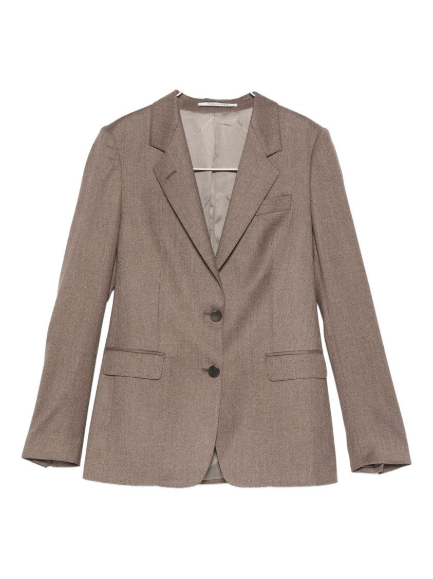 Tagliatore Brown Wool-Silk Blend Tailored Jacket