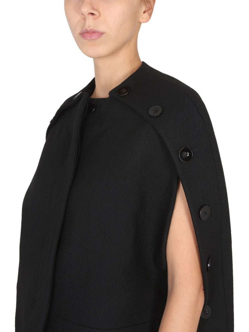 Jil Sander Structured Wool Cape With Round Neckline