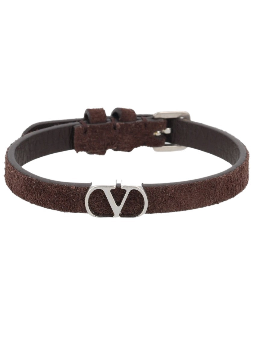 Valentino Garavani Vlogo Signature Textured Leather Bracelet