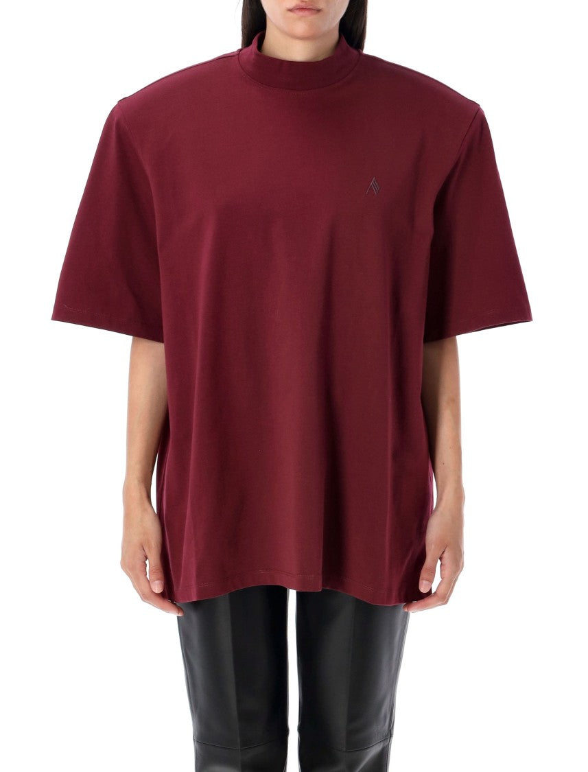 The Attico Burgundy Cotton T-Shirt With Ribbed Collar