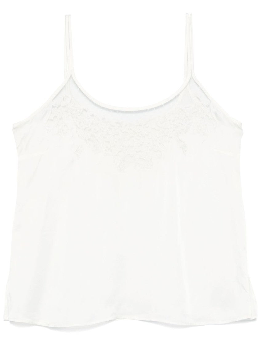 Twin-Set Lace-Detail White Top