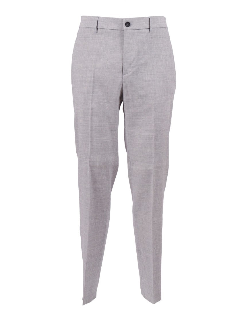 Peserico Tailored Grey Flat Front Straight-Leg Pants