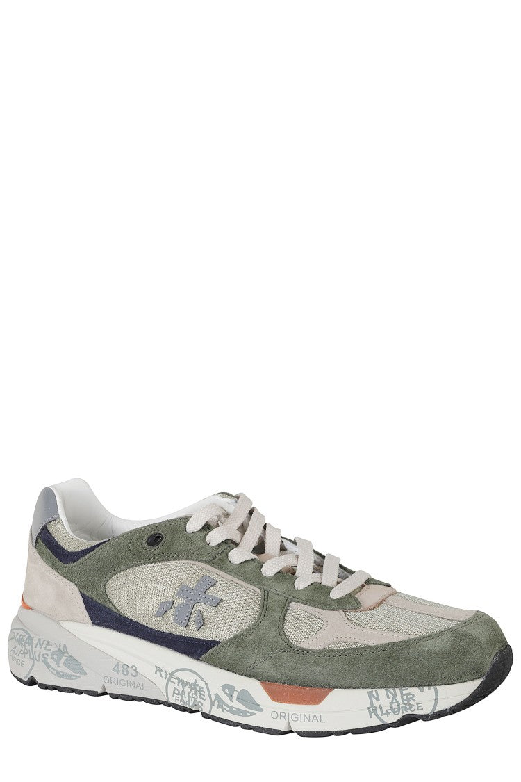 Premiata Gray And White Mase Iconic Side Design Leather Sneakers