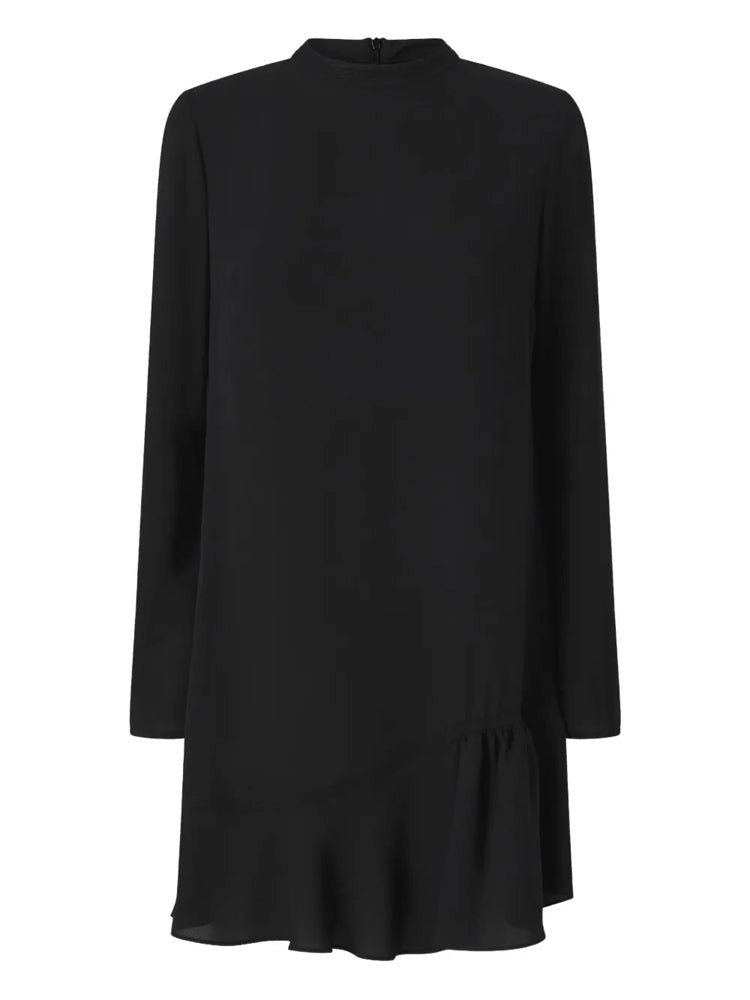 Pinko Sleek Black Midi Dress With Ruffle Hem Detail