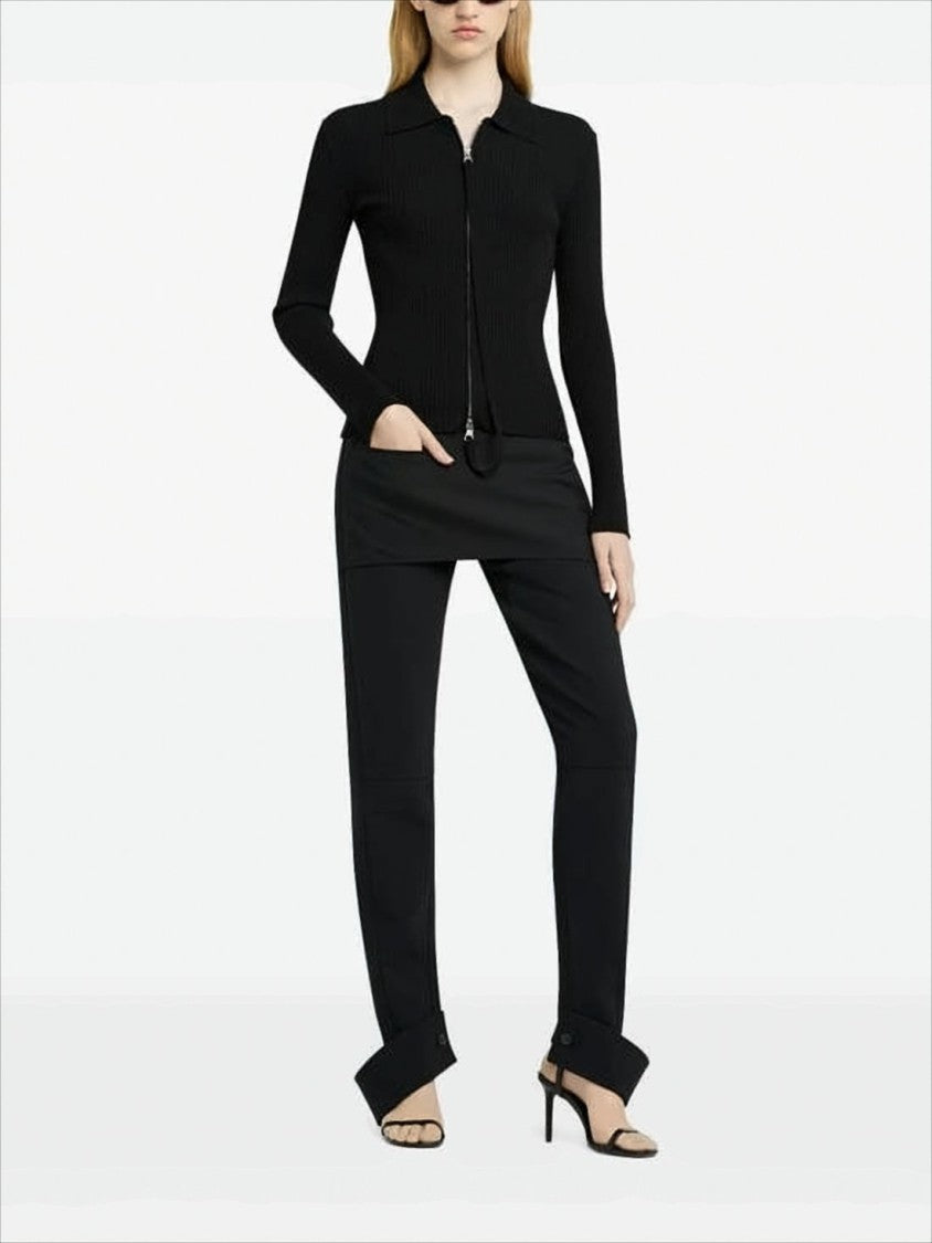 Courrèges Fitted Ribbed Cardigan With Silver Zipper Detail