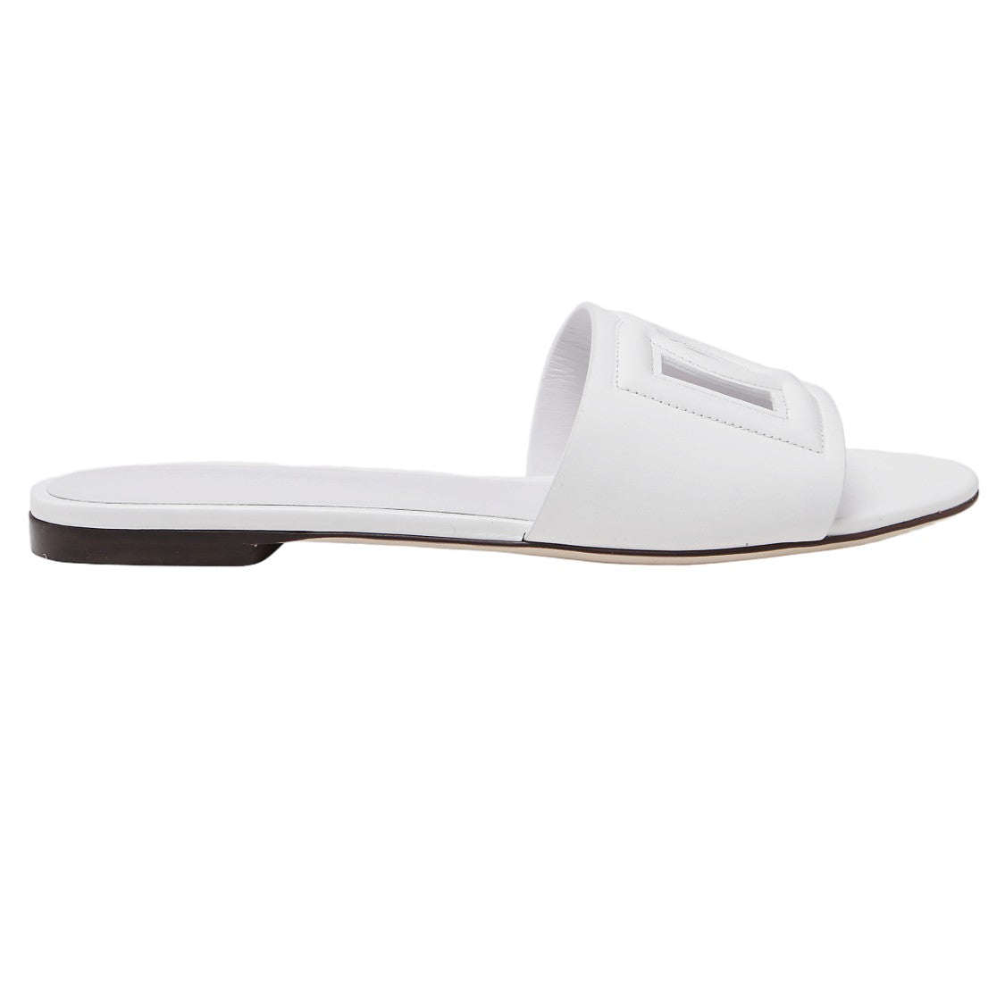 Dolce & Gabbana White Flat Sandals With Minimalist Design