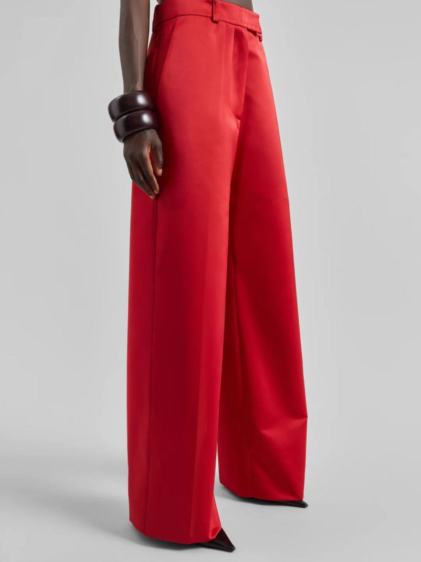 The Frankie Shop Red Wide Leg Satin Wide-Leg Pants