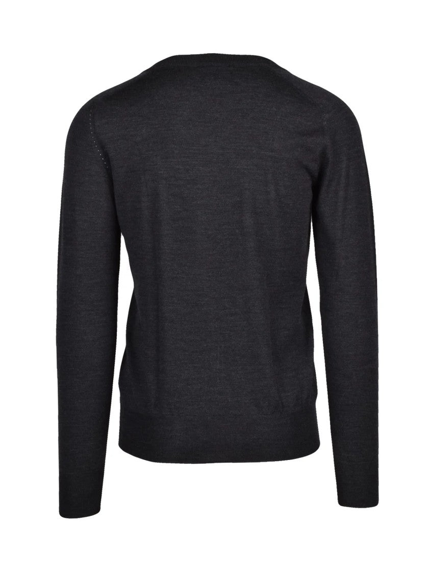 Fumagalli V-Neck Merino Wool Sweater With Ribbed Detailing