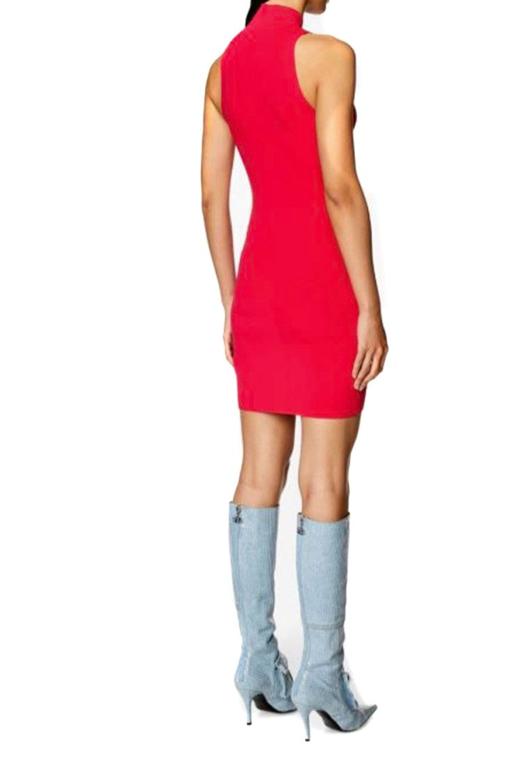 Diesel Red Viscose-Polyester Racerback Midi Dress