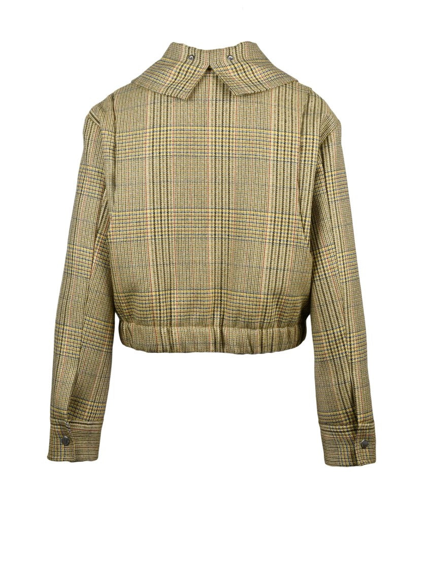 Margaux Lonnberg Beige Checked Zip Virgin Wool Short Coat