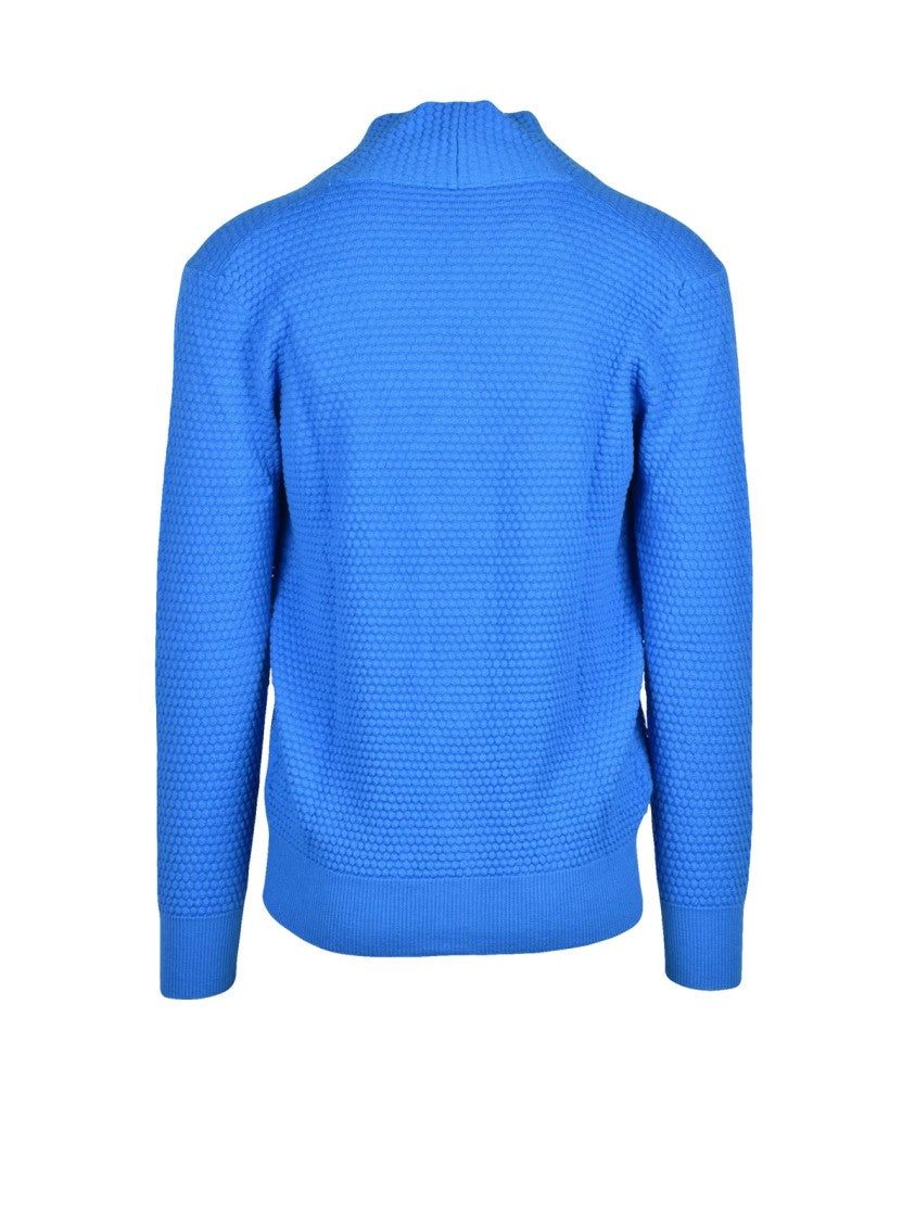 Kangra Light Blue Merino Wool Button Cardigan