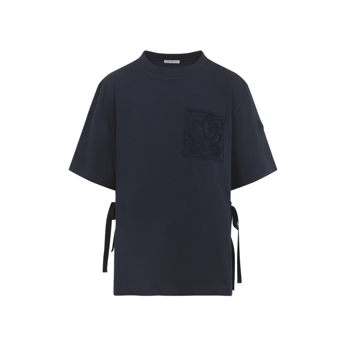 Moncler Relaxed-Fit Blue T-Shirt With Textured Pocket