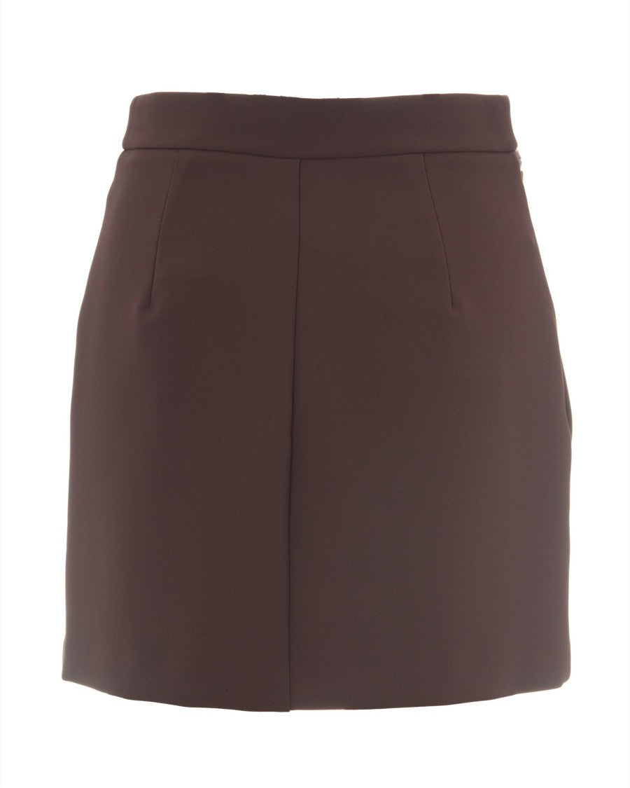 Elisabetta Franchi Double Crepe Skirt With Zip In Burgundy