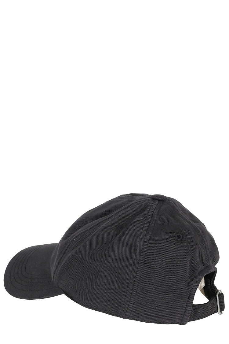 Isabel Marant Black Tomas Gz Curved Visor Logo Cotton Hat