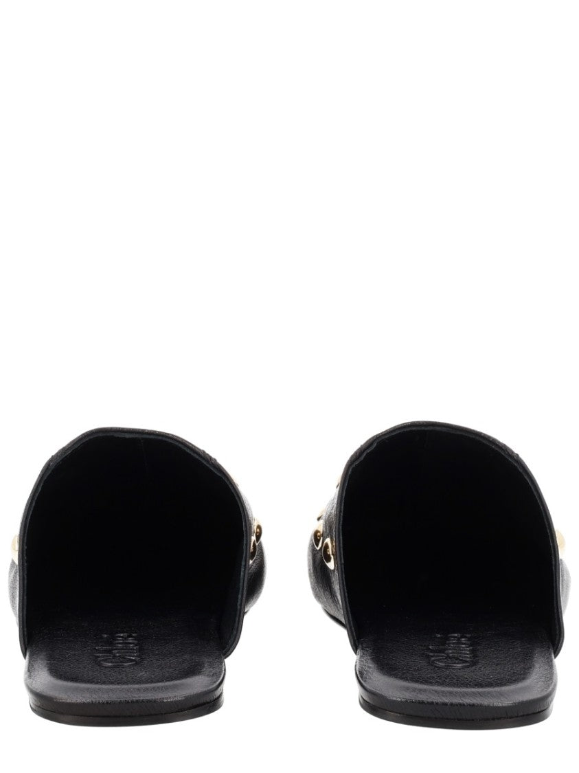 Chloé Rita Pointed-Toe Studded Leather Mules