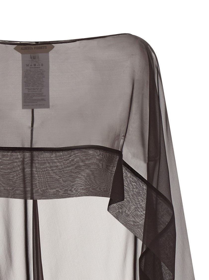Alberta Ferretti Hooded Silk Chiffon Scarf With Asymmetric Hem