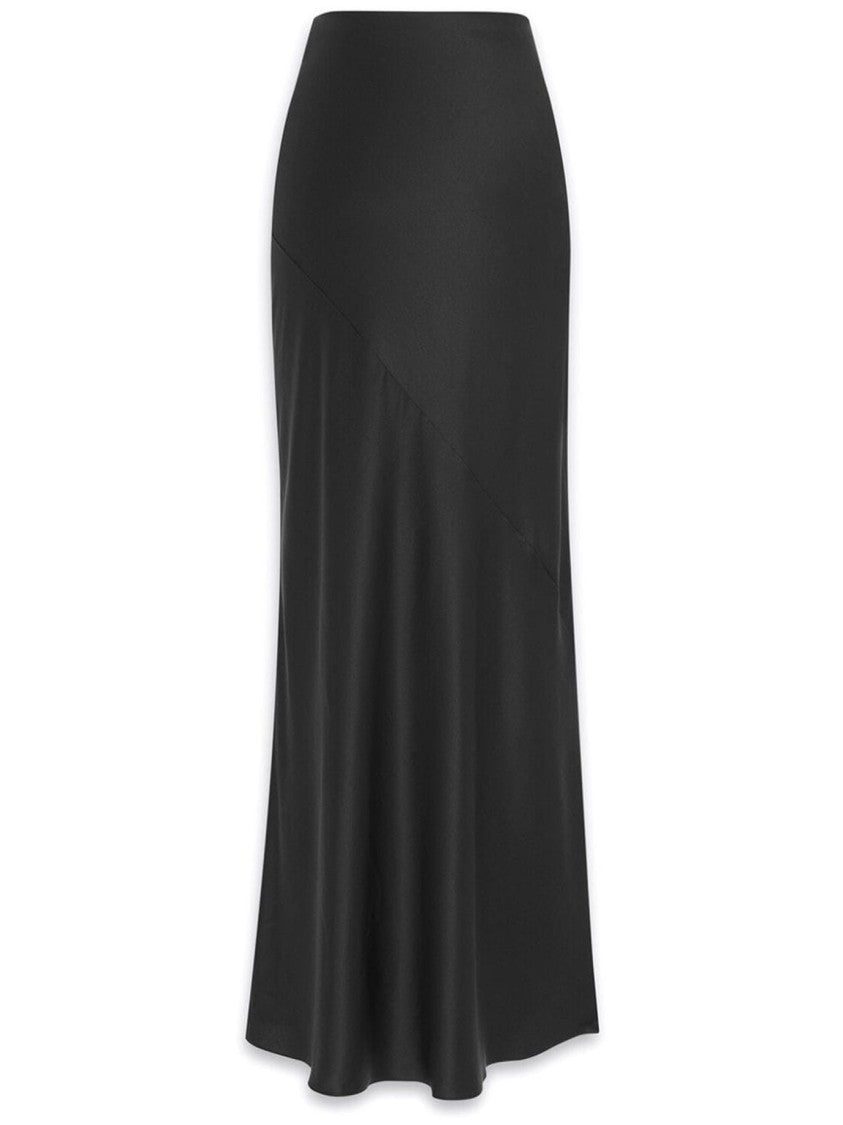 Saint Laurent Black Silk Maxi Skirt With Diagonal Seam Detail