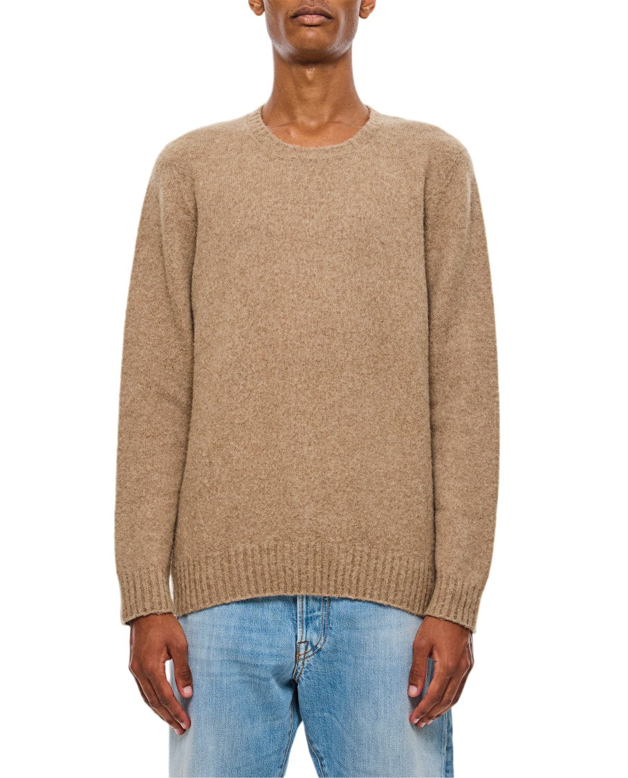 Drumohr Beige Crewneck Knit Sweater With Ribbed Finishes
