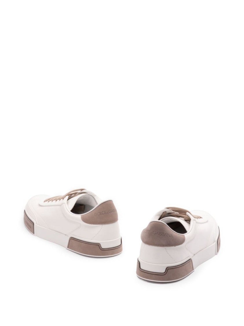 Dolce & Gabbana Light Beige Sneakers With Lace-Up Fastening