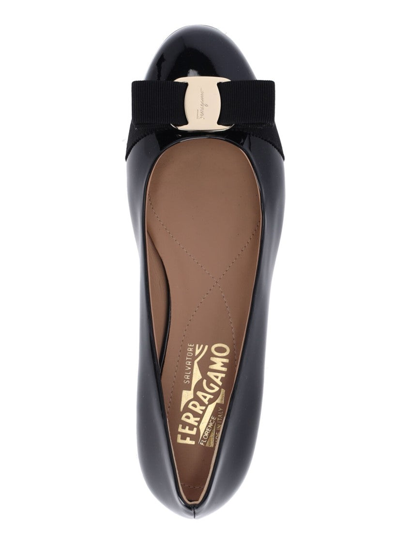 Ferragamo Slip-On Ballerina Flats With Bow Accent